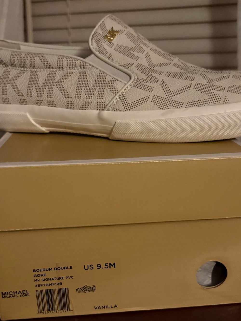 MK Slip-On Loafer in Cream with Gold Star Accent